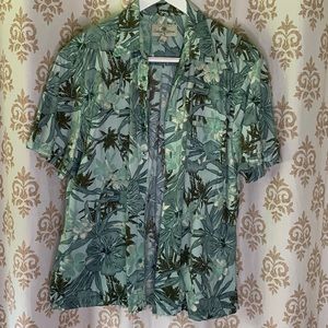 Island Shores 100% Cotton Hawaiian Button Down Short Sleeve Shirt L
